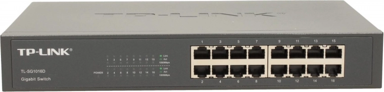 16× gigabit RJ45 with auto MDI/MDIX