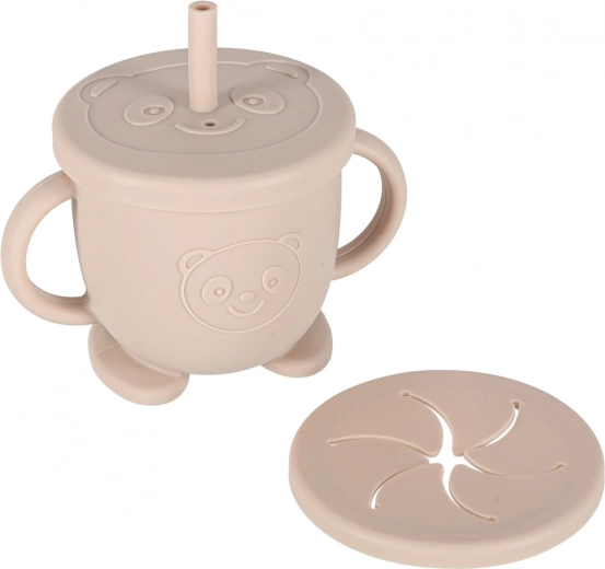 Puodelis 2in1: su šiaudeliu ir užkandžiams