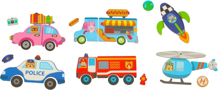 66 magnetinių detalių begaliniam dėliojimui