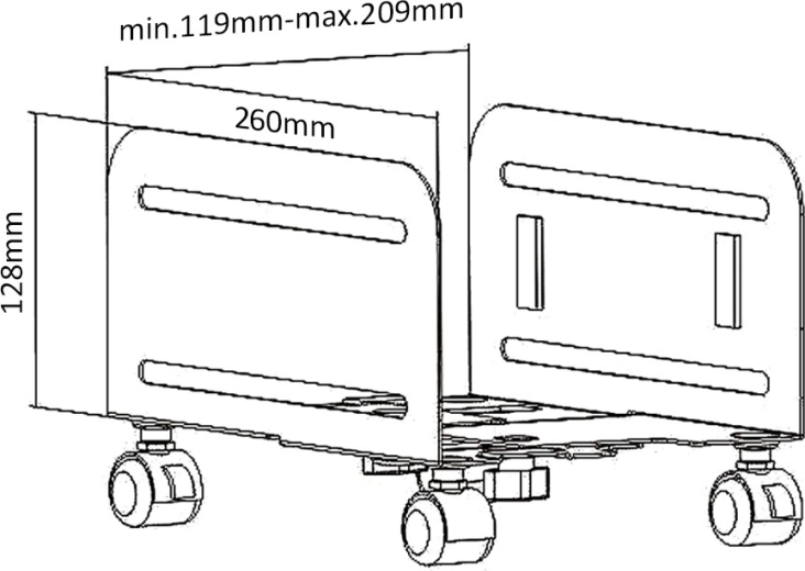 Adjustable width 119–209 mm