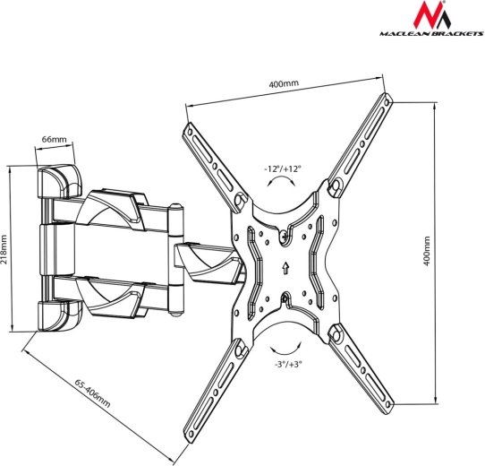 Wide VESA compatibility 75×75 to 400×400
