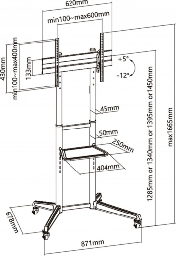 Wide VESA compatibility and clear dimensions