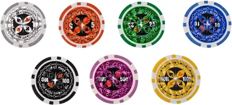 500 žetonų su metaliniu branduoliu