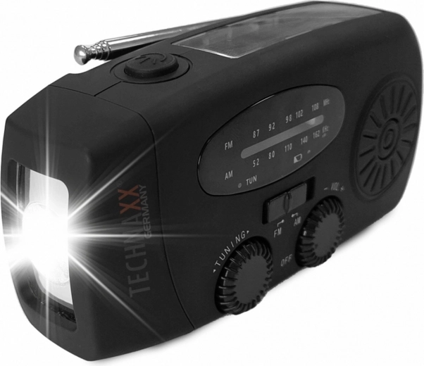 AM/FM radijas ir ryškus LED žibintuvėlis
