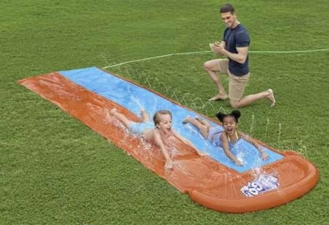Two lanes for racing slides