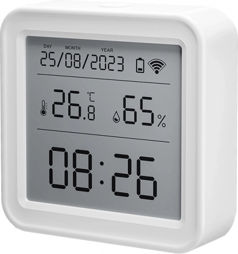 Clear LCD with time, temperature, and humidity