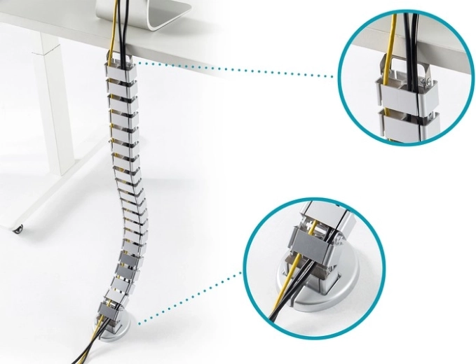 Flexible “spine” for height-adjustable desks