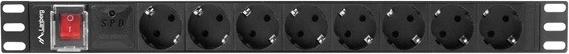 1U strip with 8 Schuko outlets for 19″ racks