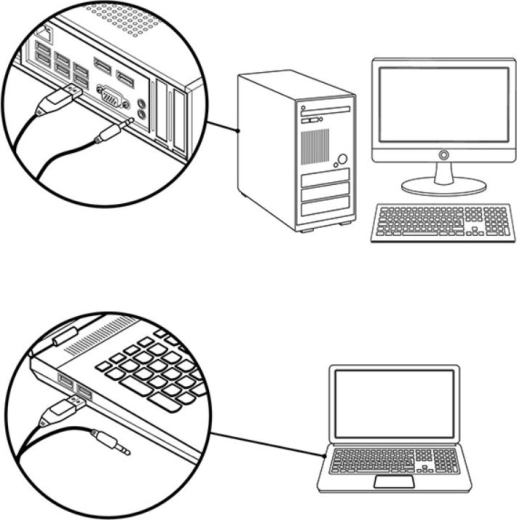 Paprastas prijungimas prie PC ir nešiojamojo kompiuterio