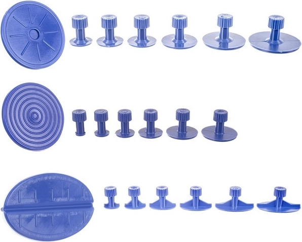 18 keičiamų adapterių įvairiems pažeidimų tipams