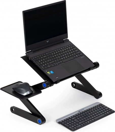 Two separate surfaces: laptop and mouse