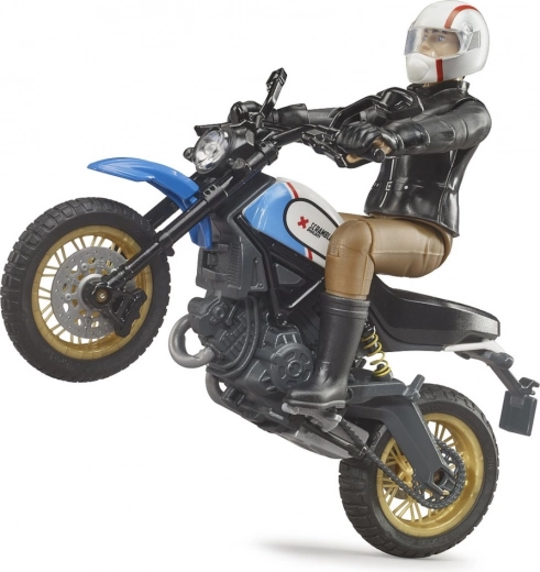 Motociklininkas su visiškai judančiais sąnariais