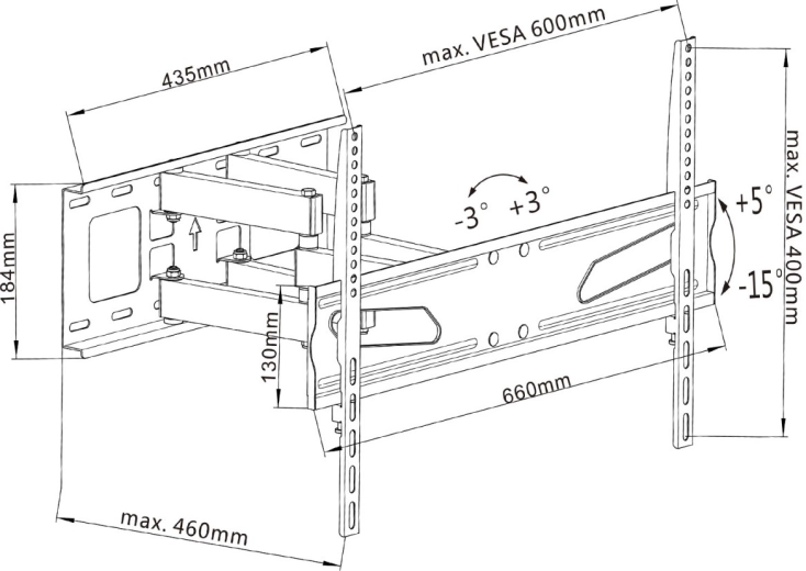 Universalus tvirtinimas su VESA palaikymu iki 600×400
