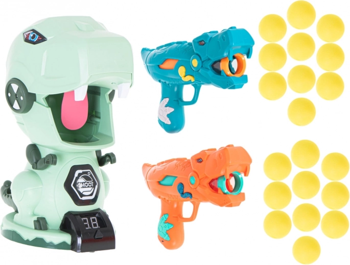 Dinozauro formos taikinys su skaitmeniniu rezultatu