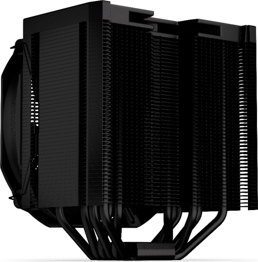 Six heatpipes and dense fin stack for maximum cooling