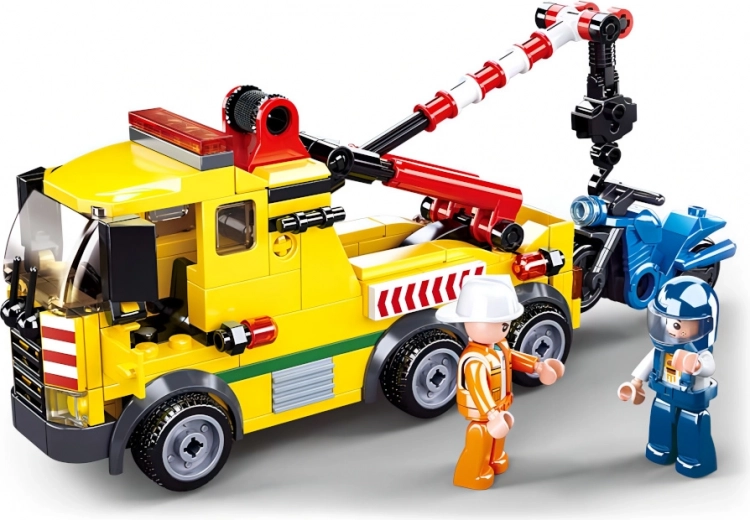 Working tow truck with crane