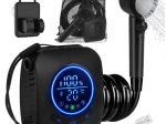 Nešiojamas stovyklavimo dušas TRIZAND 8000 mAh su siurbliu ir LED ekranu, USB, IPX8