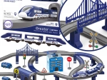 Electric Police Train Set with Cars, 92 pieces, 300 cm