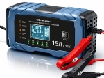 Qoltec išmanusis 12 V 15 A automobilių akumuliatorių įkroviklis su taisymo funkcija, skirtas AGM/GEL/LiFePO4
