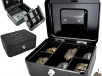 ISO TRADE metal cash box, black (20 × 16 × 9 cm)