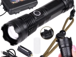 Galingas LED žibintuvėlis su USB įkrovimu, atsparus vandeniui, su priartinimu