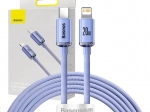 Baseus Crystal USB‑C į Lightning kabelis 2 m, 20 W PD, violetinis