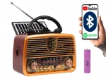 Nešiojamoji analoginė RA10 AM/FM radija su saulės įkrovimu ir „Bluetooth“