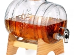 Stiklinis gėrimų dozatorius su čiaupu ir mediniu stovu, 5 l