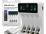 Ni-MH AA/AAA akumuliatorių įkroviklis su LCD ir USB‑C kabeliu, baltas
