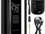 Elektrinis nešiojamas oro kompresorius 150 PSI su 6000 mAh išorine baterija ir LED žibintuvėliu
