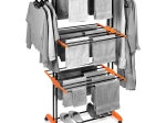Metalinis vertikalus XXL drabužių džiovintuvas ant ratukų 73 × 170 cm